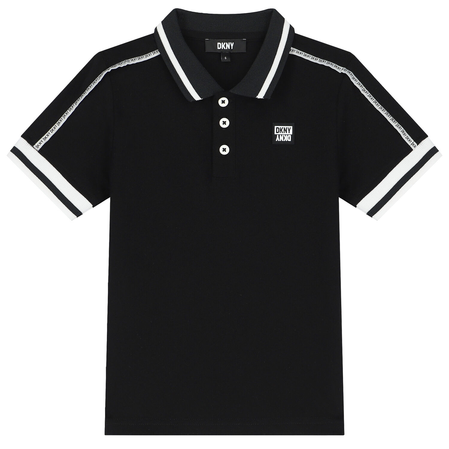 Boys Black Logo Polo Shirt, 1, hi-res