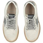 Girls Ivory & Silver Logo Trainers, 1, hi-res