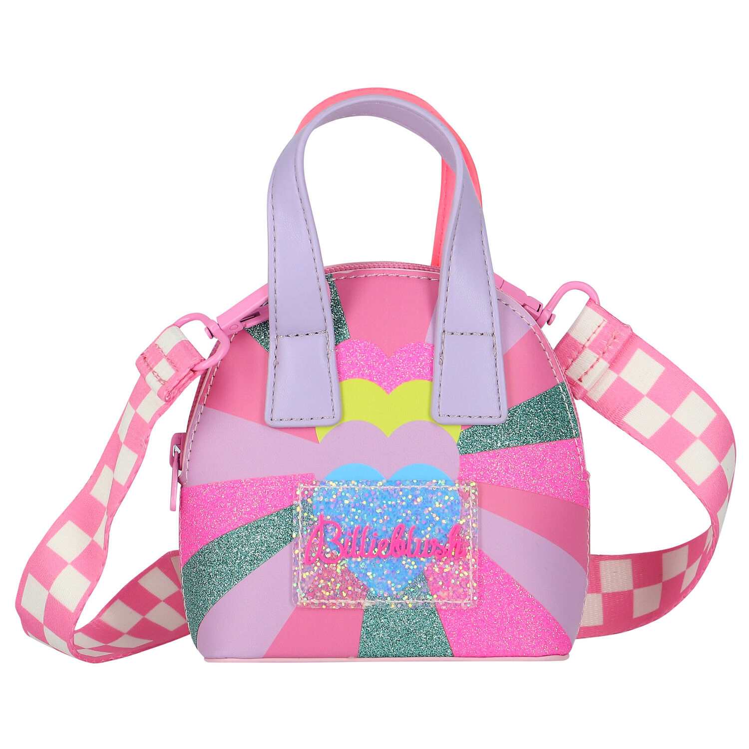 Girls Pink Logo Glittery Rainbow Handbag, 1, hi-res