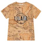 Boys Beige Geo Map Logo T-Shirt, 1, hi-res