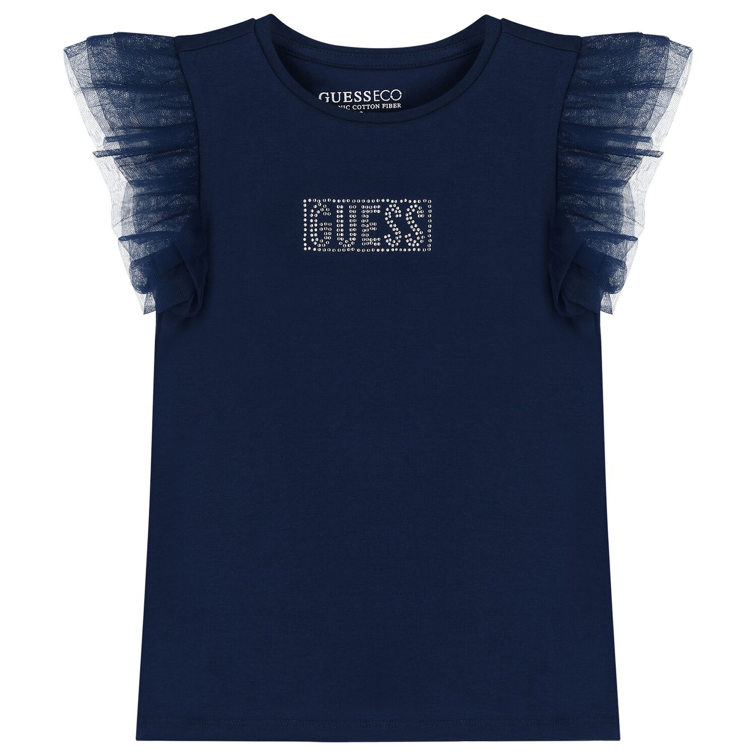 Girls Navy Blue Logo Tulle T-Shirt, 3, hi-res image number null