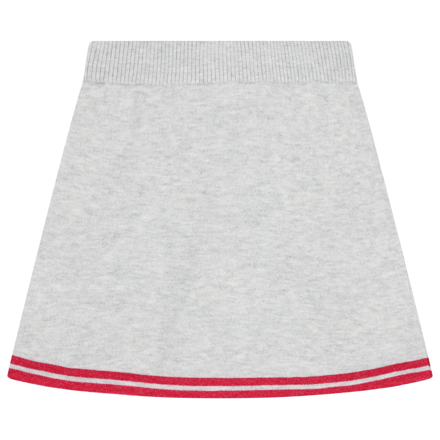 Girls Grey Logo Knitted Skirt, 1, hi-res