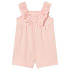 Younger Girls Pink Crotchet Jumpsuit, 1, hi-res