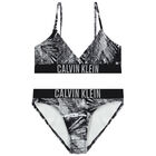 Girls Black and White Logo Bikini, 1, hi-res