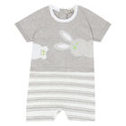 Baby Boys White & Grey Bunny Romper, 1, hi-res