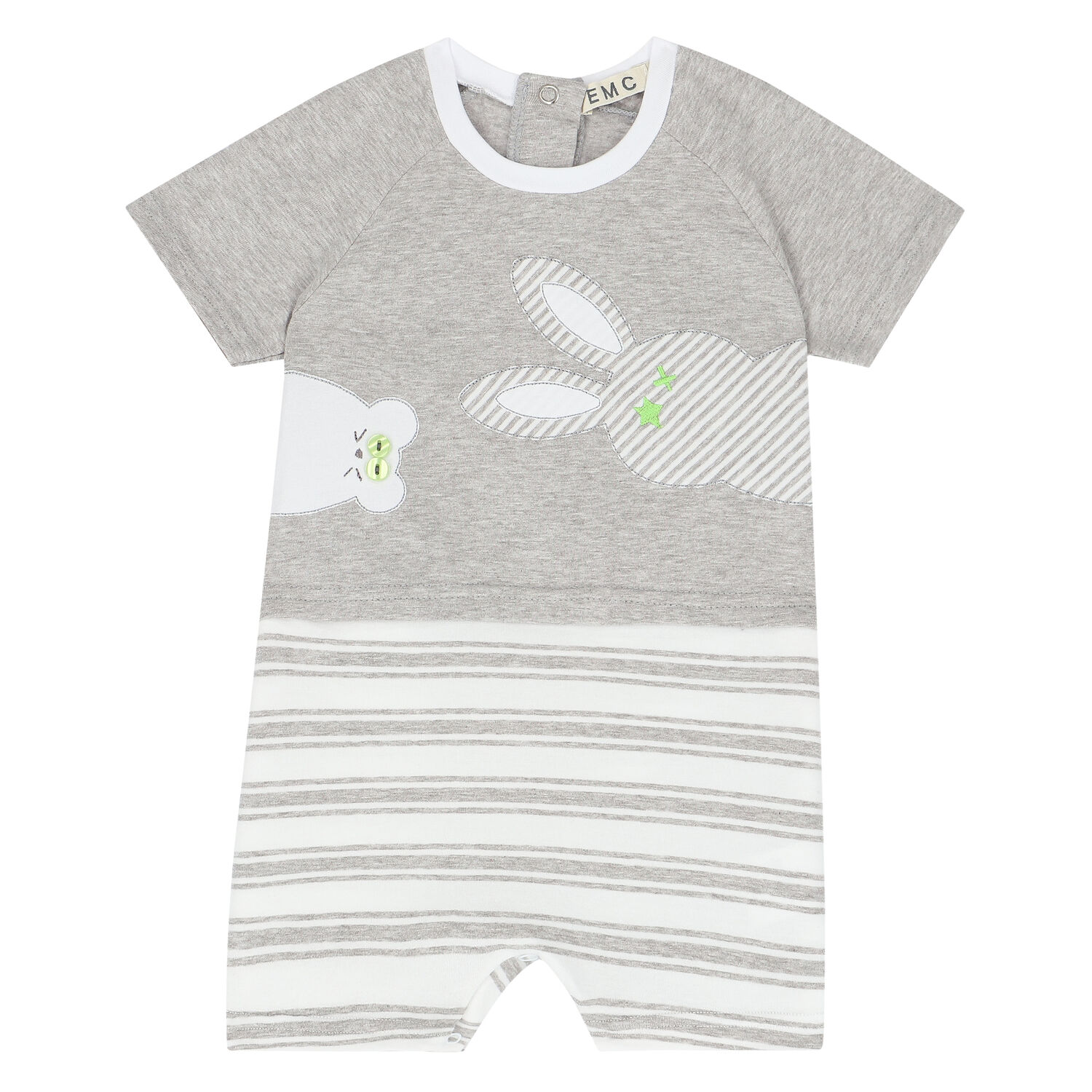 Baby Boys White & Grey Bunny Romper, 1, hi-res image number null