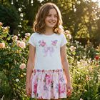 Girls White & Pink Floral Dress, 1, hi-res