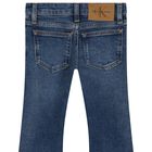 Girls Blue Denim Logo Jeans, 1, hi-res