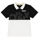 Boys Black & White Logo Polo Shirt, 1, hi-res