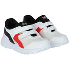 Younger Boys White Velcro Trainers, 1, hi-res