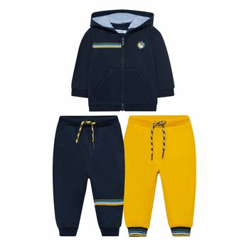 Younger Boys Navy & Green 3 Piece Tracksuit