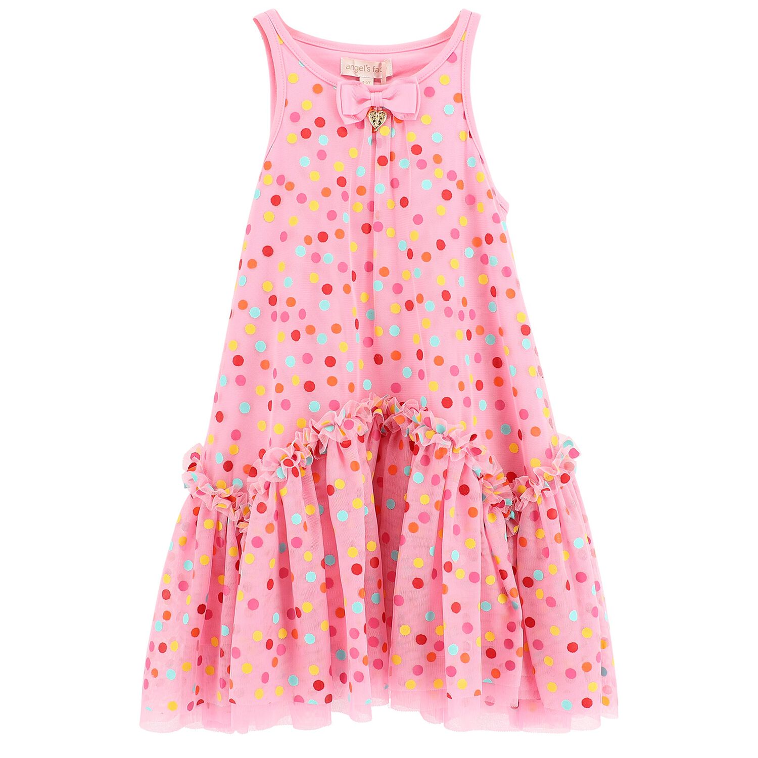 Girls Pink Polka Dots Dress, 1, hi-res