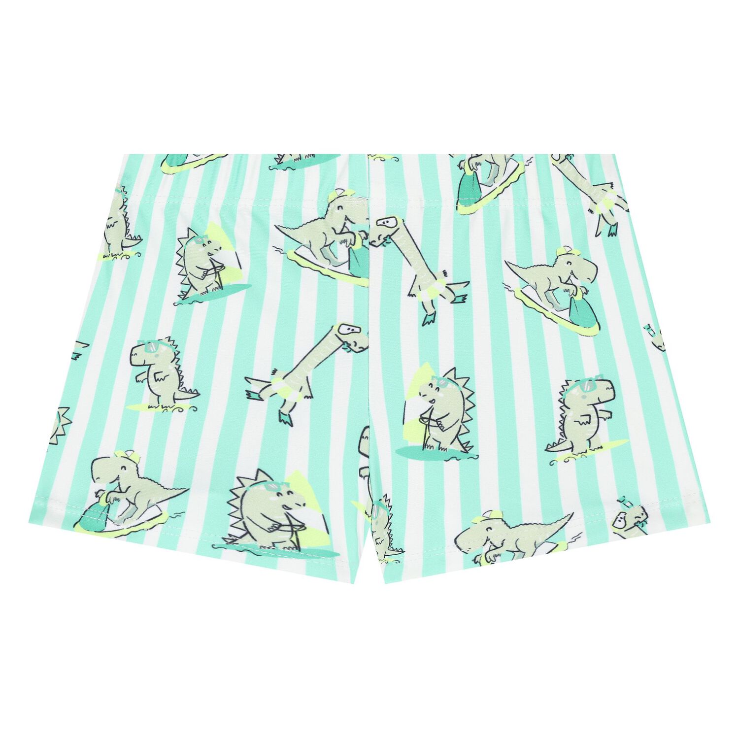 Younger Boys White & Aqua Dinosaur Swim Shorts Set, 2, hi-res image number null