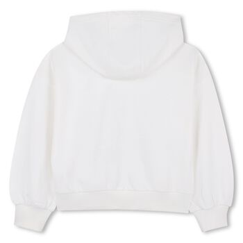 Girls White Boke Flower Logo Hooded Top