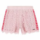 Girls Pink Logo Lace Shorts, 1, hi-res
