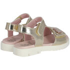 Girls Gold Heart Sandals, 1, hi-res