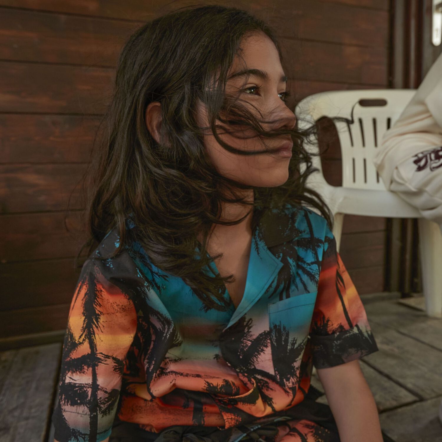 Boys Orange & Blue Palm Tree Shirt, 1, hi-res