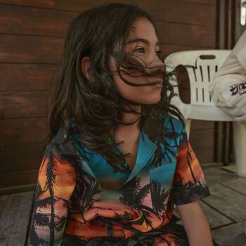 Boys Orange & Blue Palm Tree Shirt