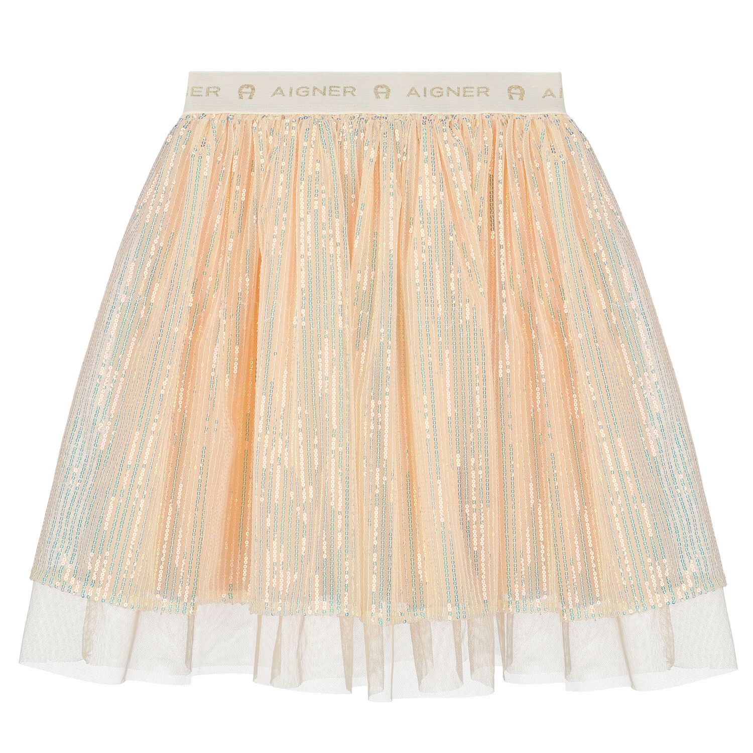 Girls Pink Embellished Sequin Tulle Skirt, 1, hi-res