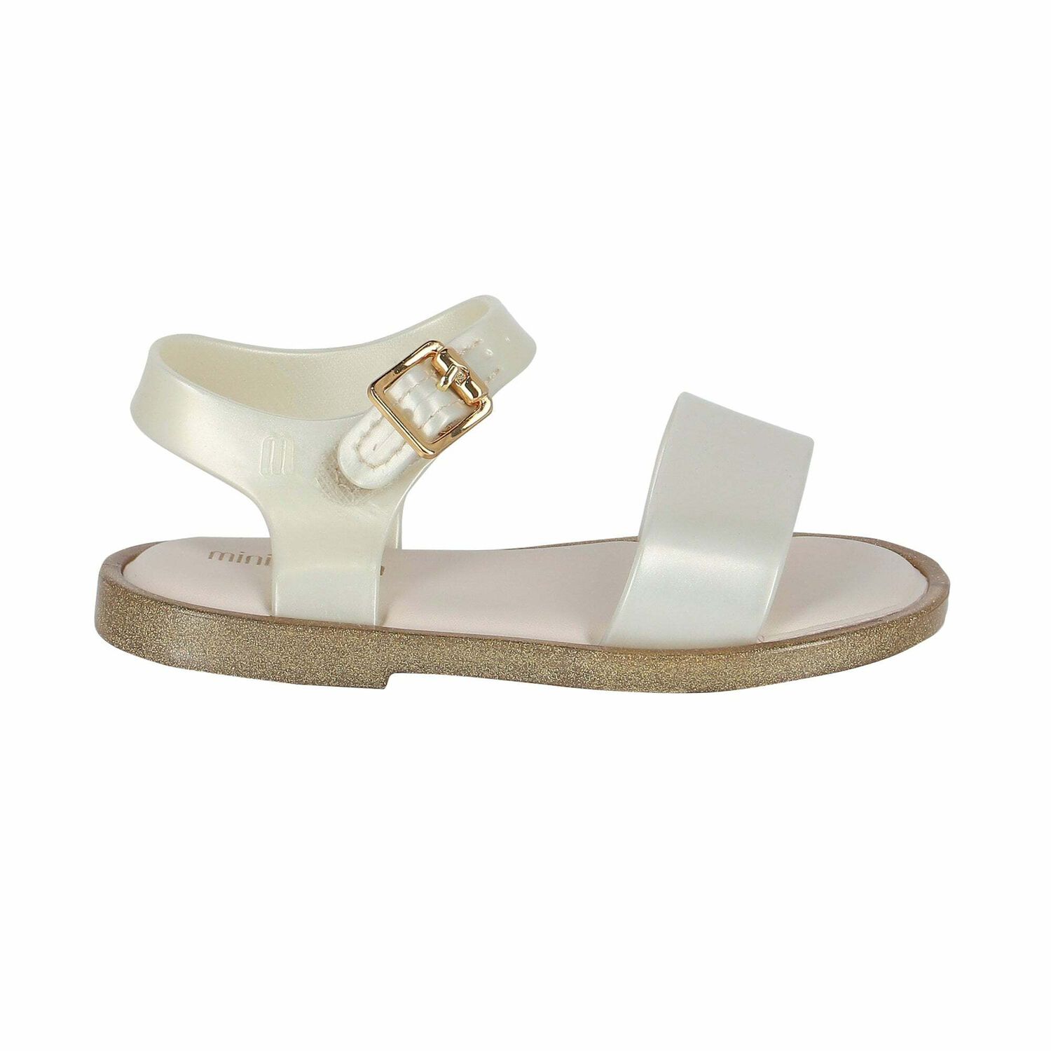 Younger Girls Ivory & Gold Jelly Sandals, 1, hi-res