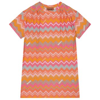 Girls Pink & Orange Zig Zag Dress