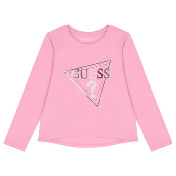 Girls Pink Logo Long Sleeve Top