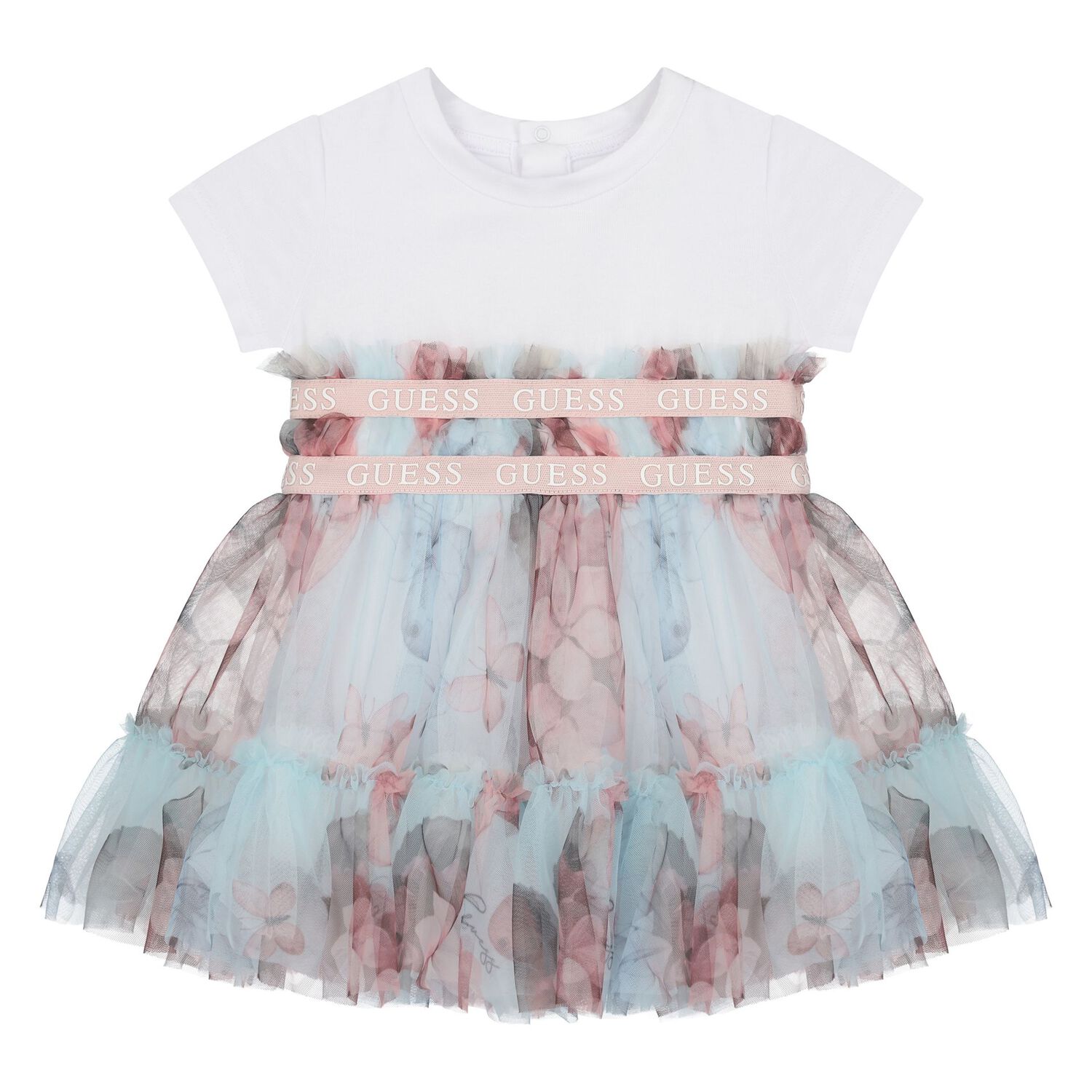 Baby Girls White & Green Tulle Dress Set, 1, hi-res