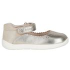 Younger Girls Gold Faux Leather Shoes, 1, hi-res