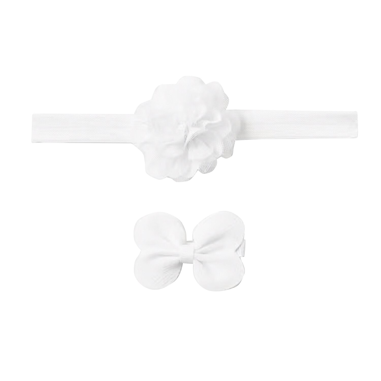 Baby Girls White Flower Headband & Clip Set, 3, hi-res image number null