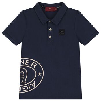 Boys Navy Blue Logo Polo Shirt