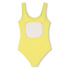 Girls Yellow Logo Swimsuit, 1, hi-res