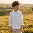 Boys White Linen Shirt, 1, hi-res