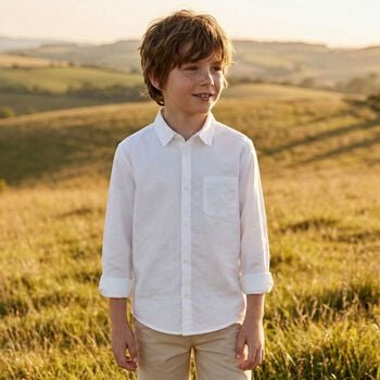 Boys White Linen Shirt