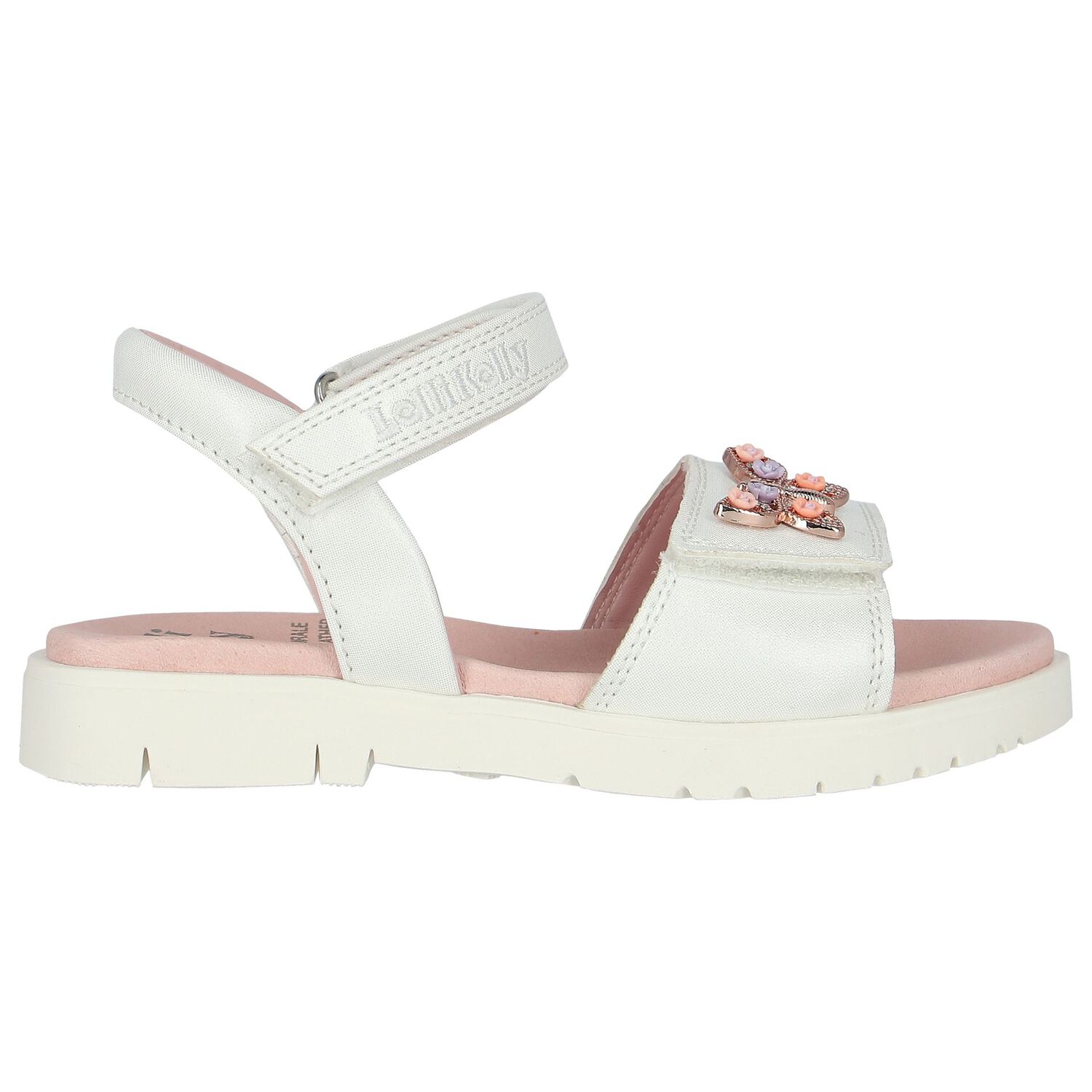 Girls White Butterfly Sandals, 1, hi-res image number null