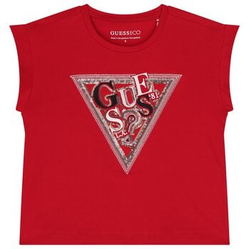 Girls Red Sequin Logo T-Shirt