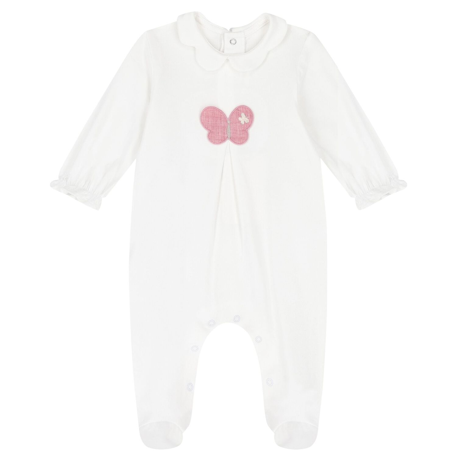 Baby Girls White & Pink Babygrows ( 2-Pack ), 1, hi-res