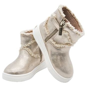 Younger Girls Gold Faux Fur Boots