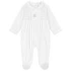 Baby Boys White & Blue Babygrow, 1, hi-res