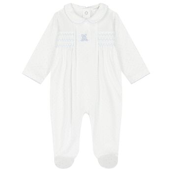 Baby Boys White & Blue Babygrow