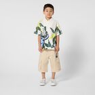 Boys Beige Elephant Logo Shorts, 1, hi-res