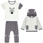 Baby Boys Grey & White Tracksuit (3 Piece), 1, hi-res