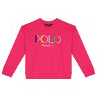 Girls Pink Logo Knitted Sweatshirt, 1, hi-res