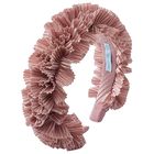 Girls Pink Pleated Ruffled Headband, 2, hi-res