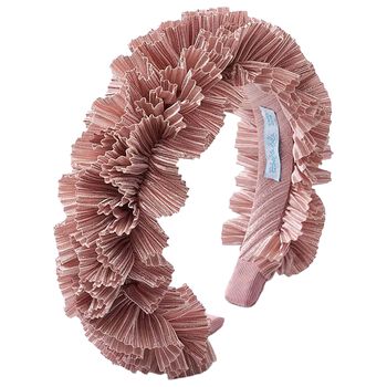 Girls Pink Pleated Ruffled Headband