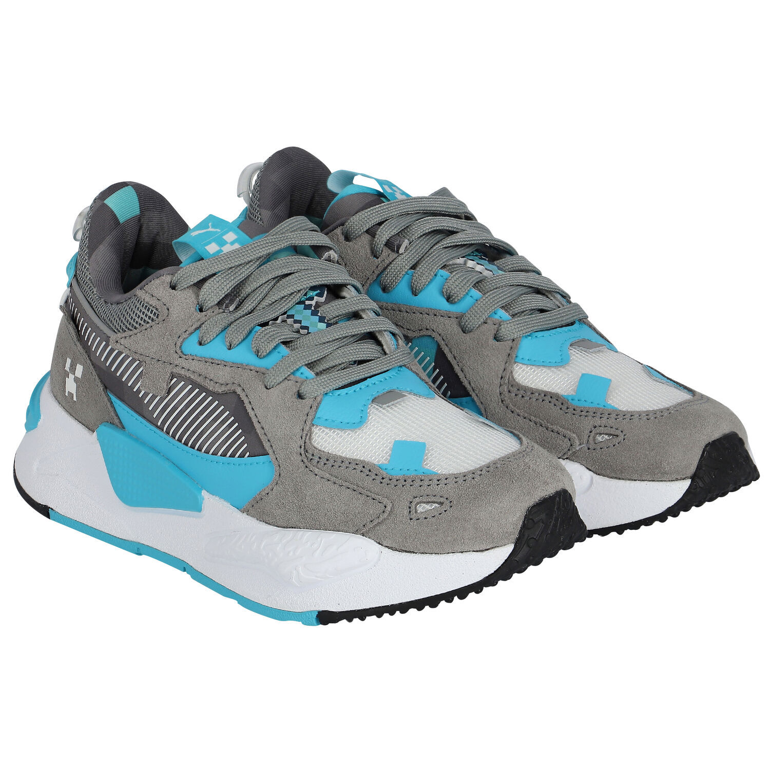White, Grey & Blue RS-Z Minecraft Jr Trainers, 1, hi-res