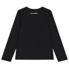 Girls Mini Me Black Ikonik Karl & Choupette Long Sleeve Top, 2, hi-res