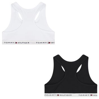 Girls Black & White Logo Bra Tops (2-Pack)