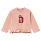 Younger Girls Pink London Phone Box Long Sleeve Top, 1, hi-res