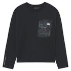 Boys Black Long Sleeve Top, 3, hi-res