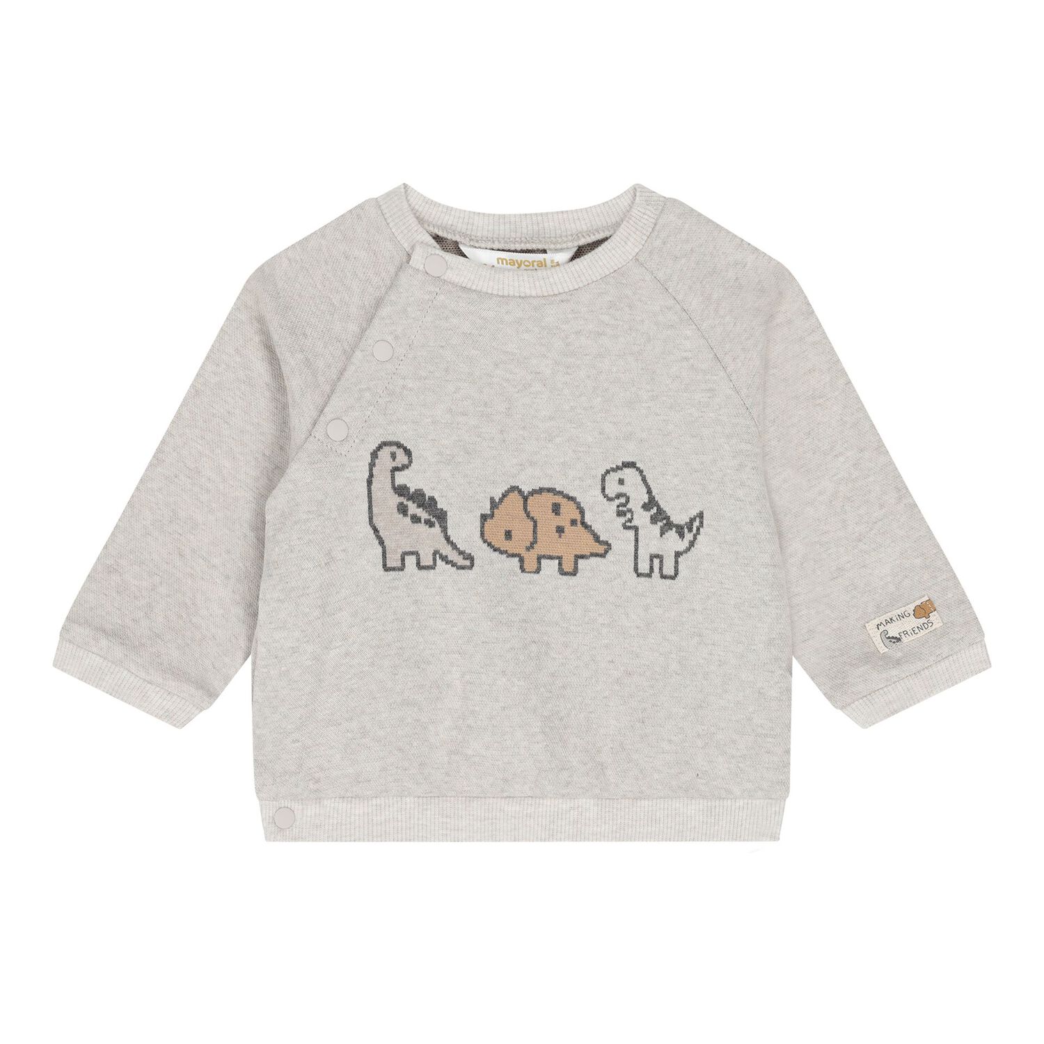 Baby Boys Grey Dinosaur 2 Piece Babygrow, 1, hi-res